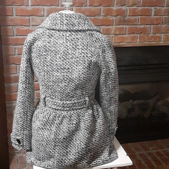 Dollhouse  Pea Coat - Black & White Tweed - Picture 2 of 7